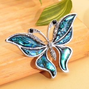 Butterfly Brooch, gift boxed. Abalone Shell & Austrian Crystals.